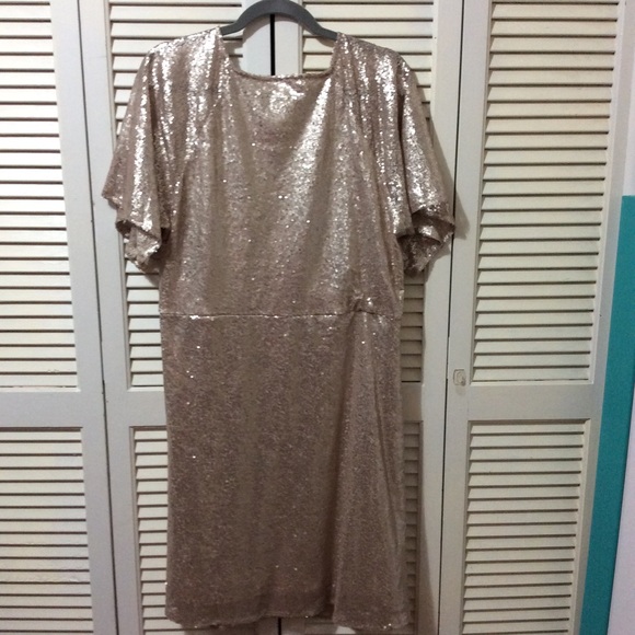 Shining star gold sequin wrap dress NWT - Picture 2 of 6